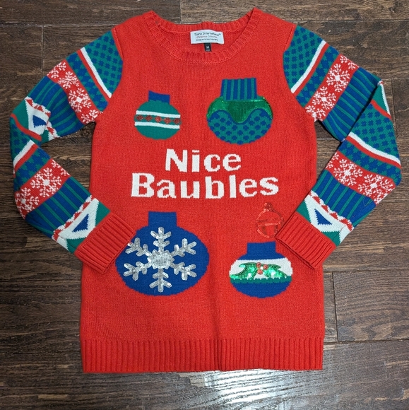 Ugly Christmas Sweater Nice Baubles by Tiara International Unisex - Picture 1 of 7
